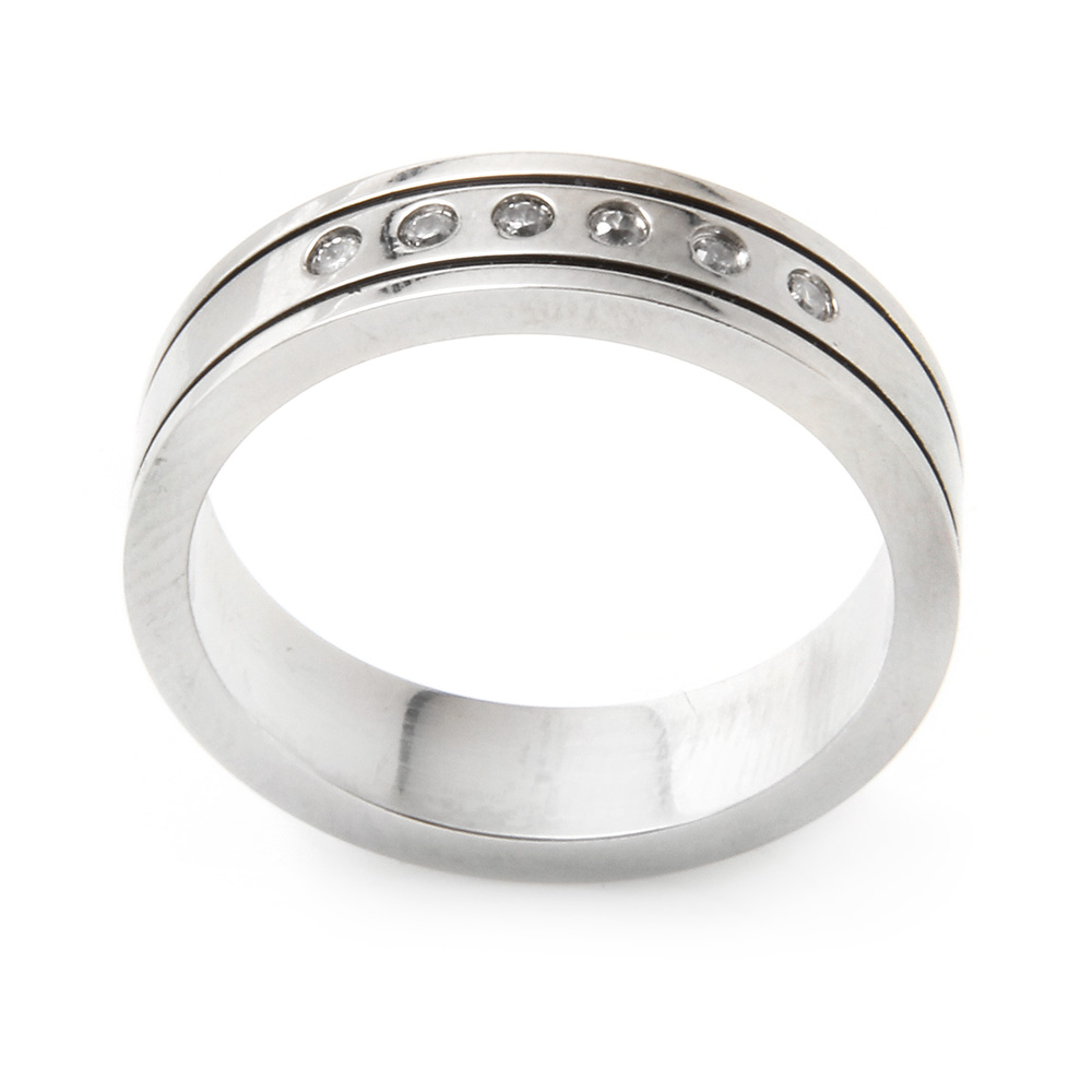 Plain Steel Ring with Center CZ Steel / E 52