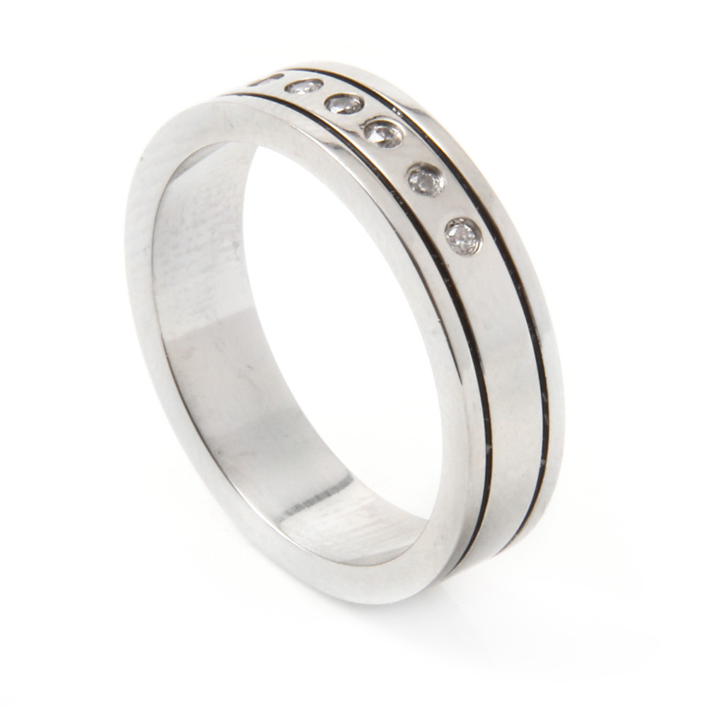 6mm Thin Line Stainless Steel Mens Ring (2 Colors)