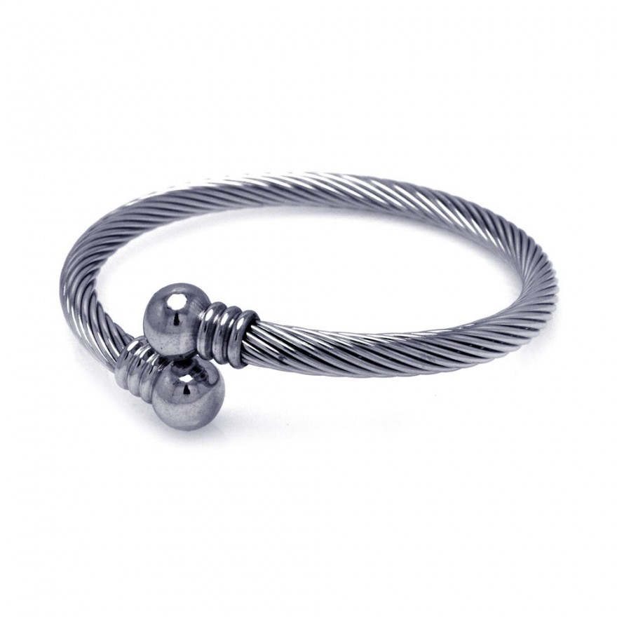 Stainless Steel Black Cable Bracelet SSBB00007