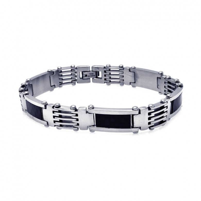 Stainless Steel Black Carbon Fiber Bracelet SSSB00079