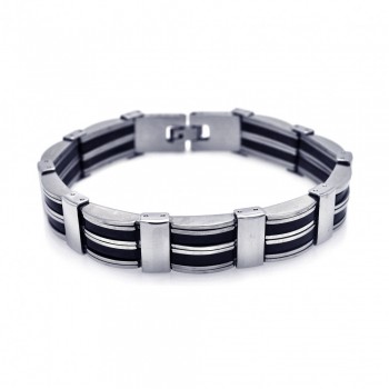Stainless Steel Black Rubber Bracelet SSSB00046
