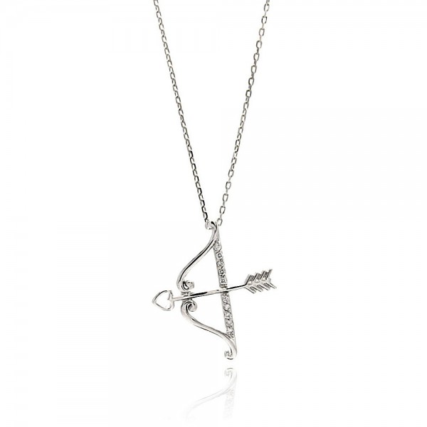Sterling Silver Bow and Arrow Pendant Necklace SBGP00661