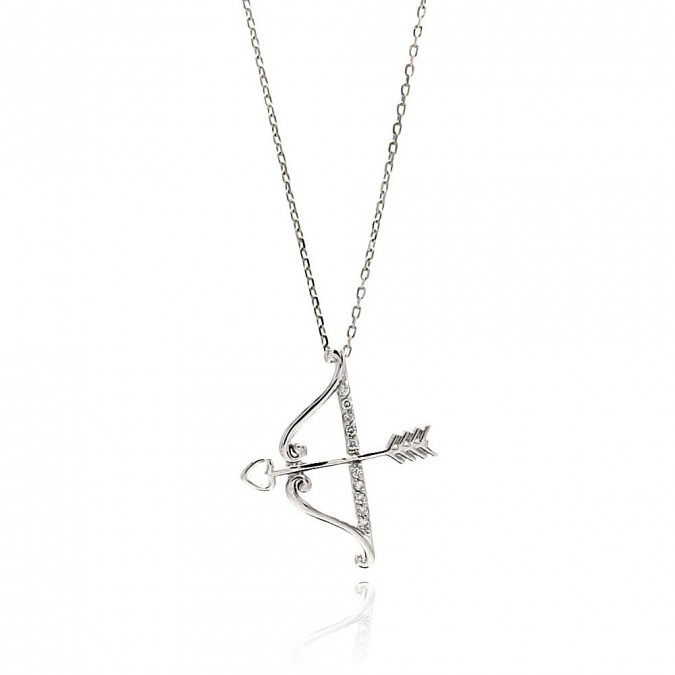 Sterling Silver Bow and Arrow Pendant Necklace SBGP00661