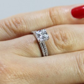 Sterling Silver Princess Cut Wedding Ring Set SBGR01011