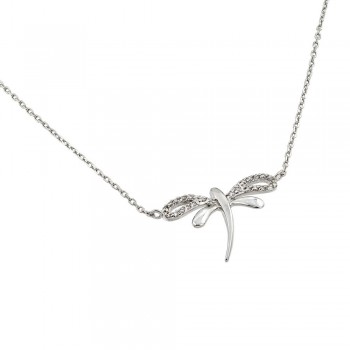 Sterling Silver Clear CZ Dragonfly Pendant Necklace SBGP00845