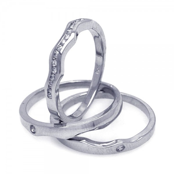 Sterling Silver Clear CZ Stackable Ring Set SAAR0048