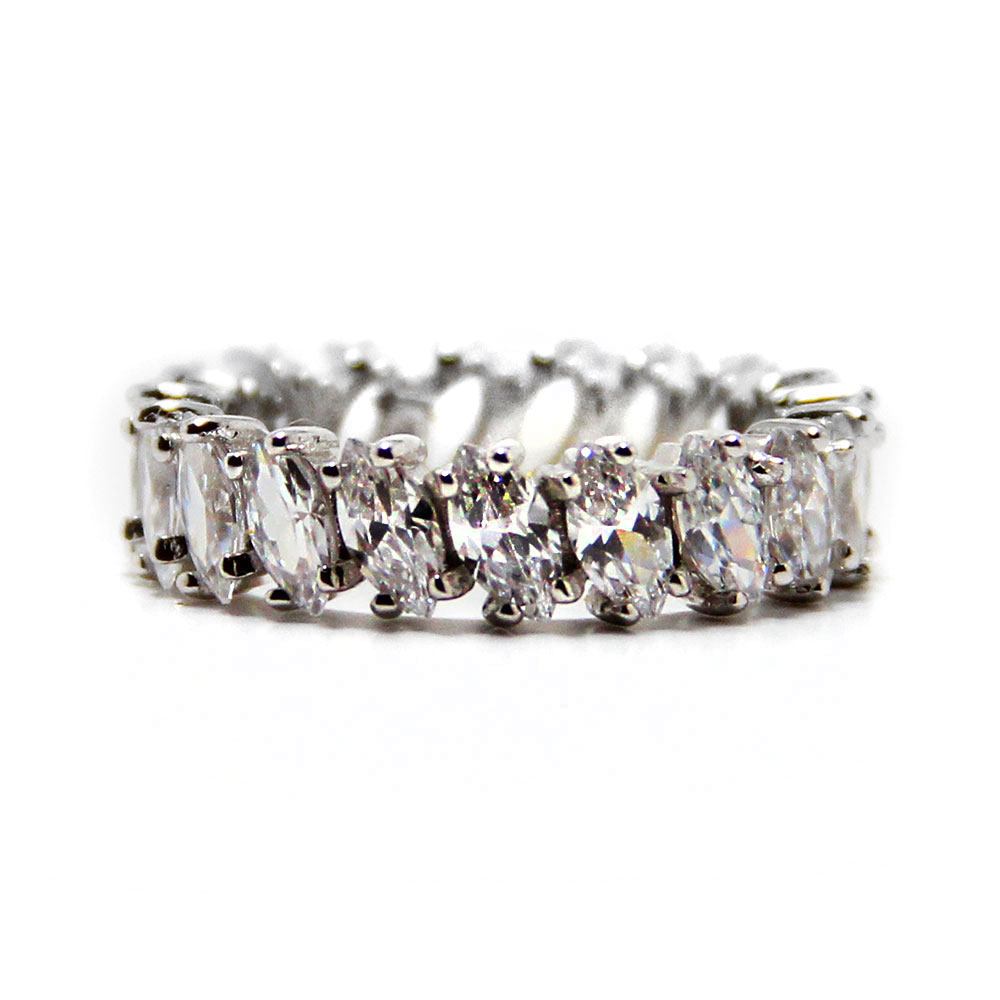 Sterling Silver Clear CZ Marquise Eternity Band SBGR00096