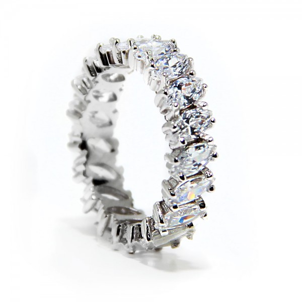 Sterling Silver Clear CZ Marquise Eternity Band SBGR00096