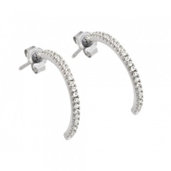 Sterling Silver Crescent CZ Drop Earrings SSTE00901