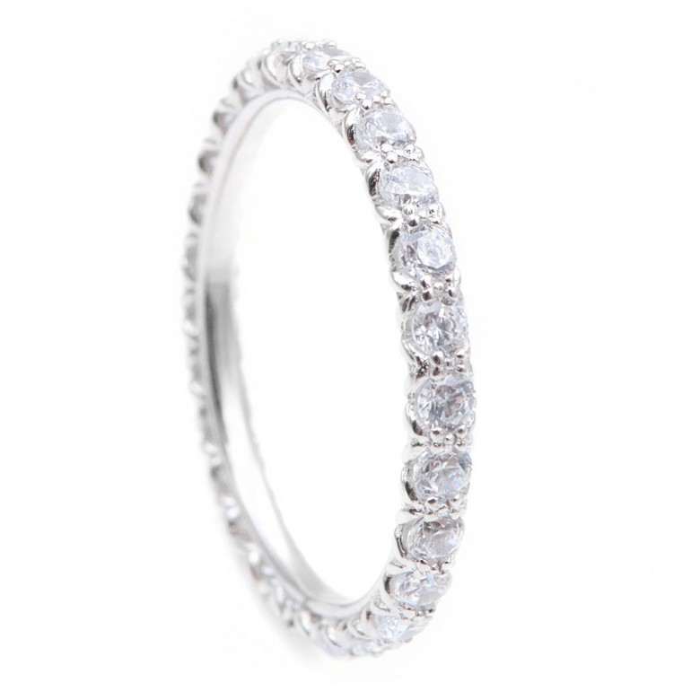 925 Sterling Silver Cz Simulated Diamond Stackable Ring Platinum Plated Eternity Bands For Women