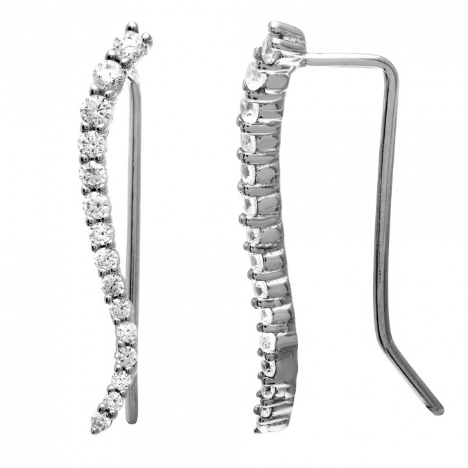 Sterling Silver Crystal Wave Climber Earring