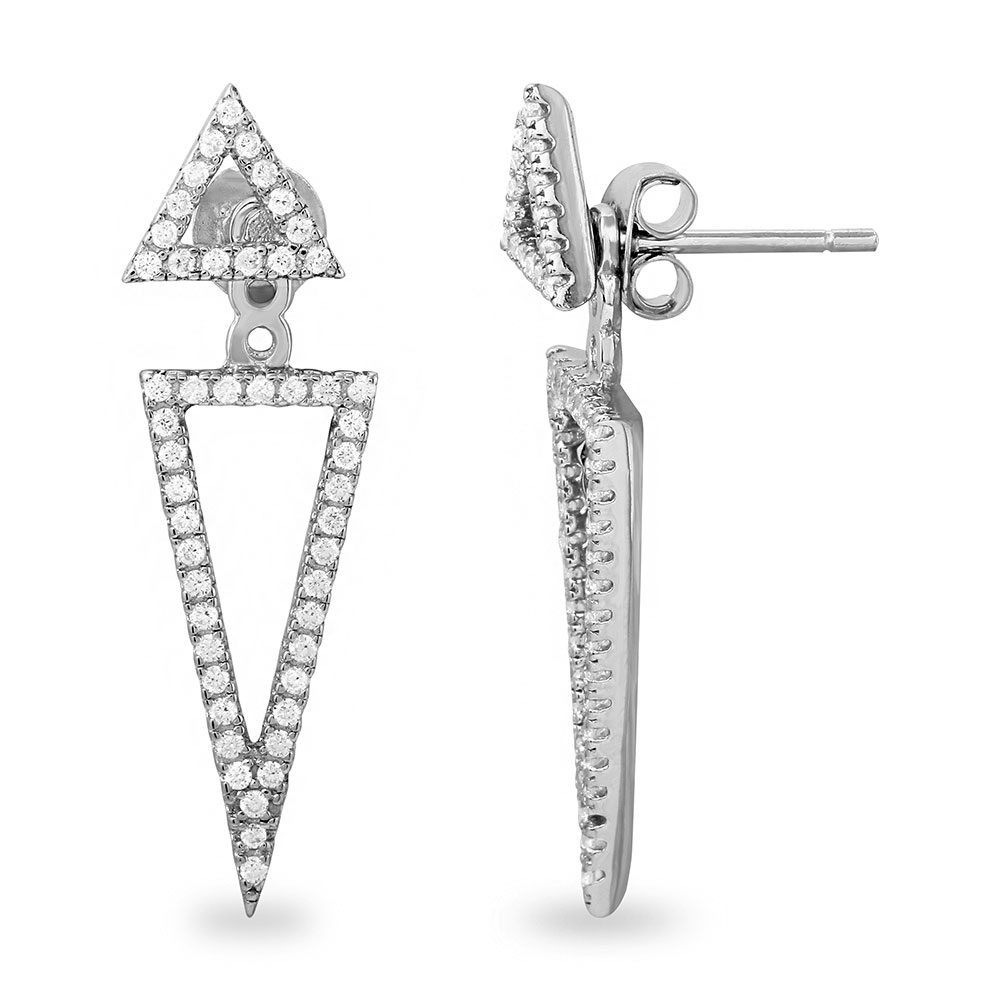 Sterling Silver Double Open Triangle Earrings SBGE00485