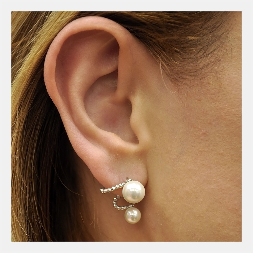 YAN & LEI Sterling Silver Detachable Star Stud with 6mm Freshwater Pearl Ear Jacket Earrings