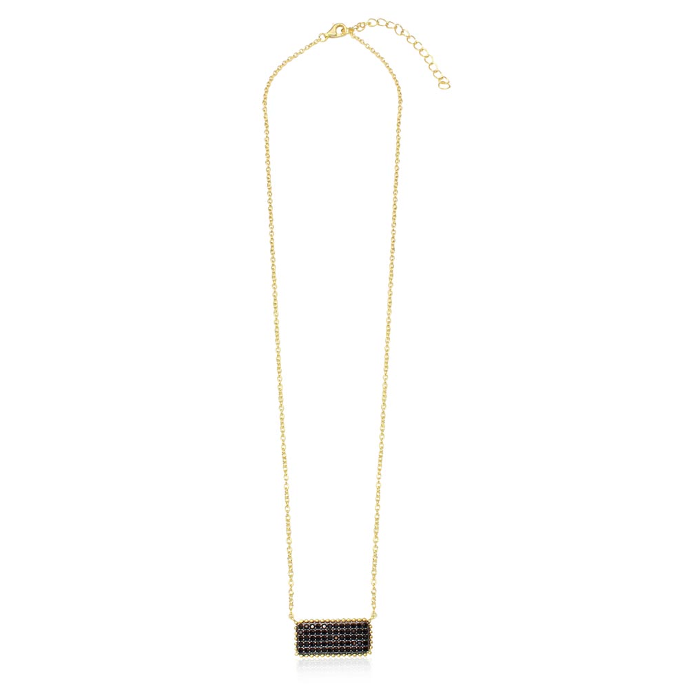Sterling Silver Gold & Black Rectangle Bar Necklace SBGP01163