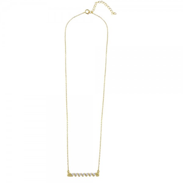 Sterling Silver Gold Plated Twisted Bar Necklace SBGP01180