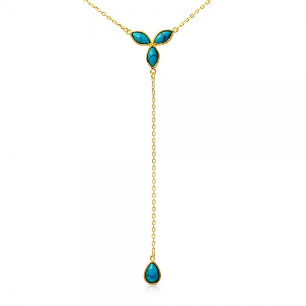 Sterling Silver Hanging Turquoise Pearl Necklace SBGP01171