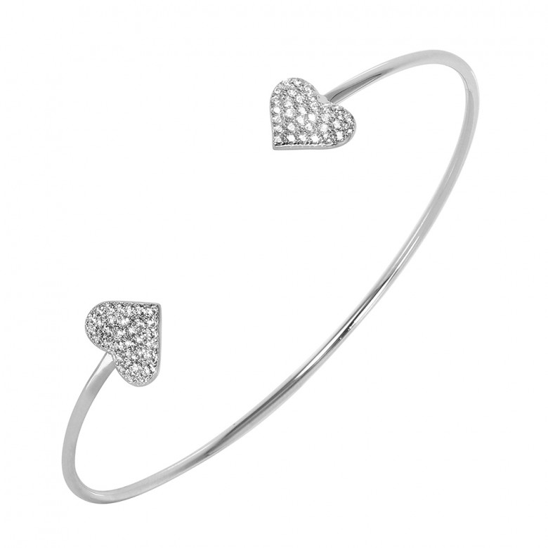Sterling Silver Open Heart Cuff Bracelet SBGB00255