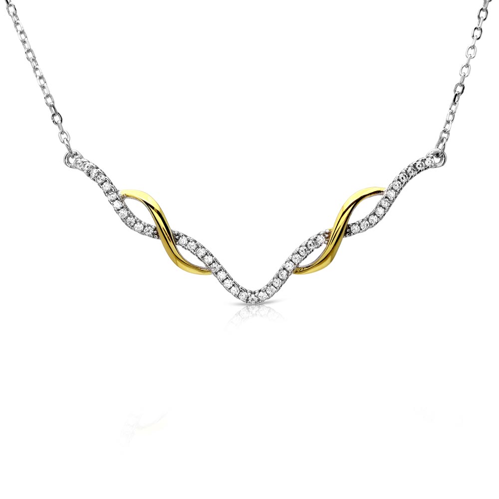 Olivia Burton The Classics Interlink Silver & Rose Gold Necklace | eBay