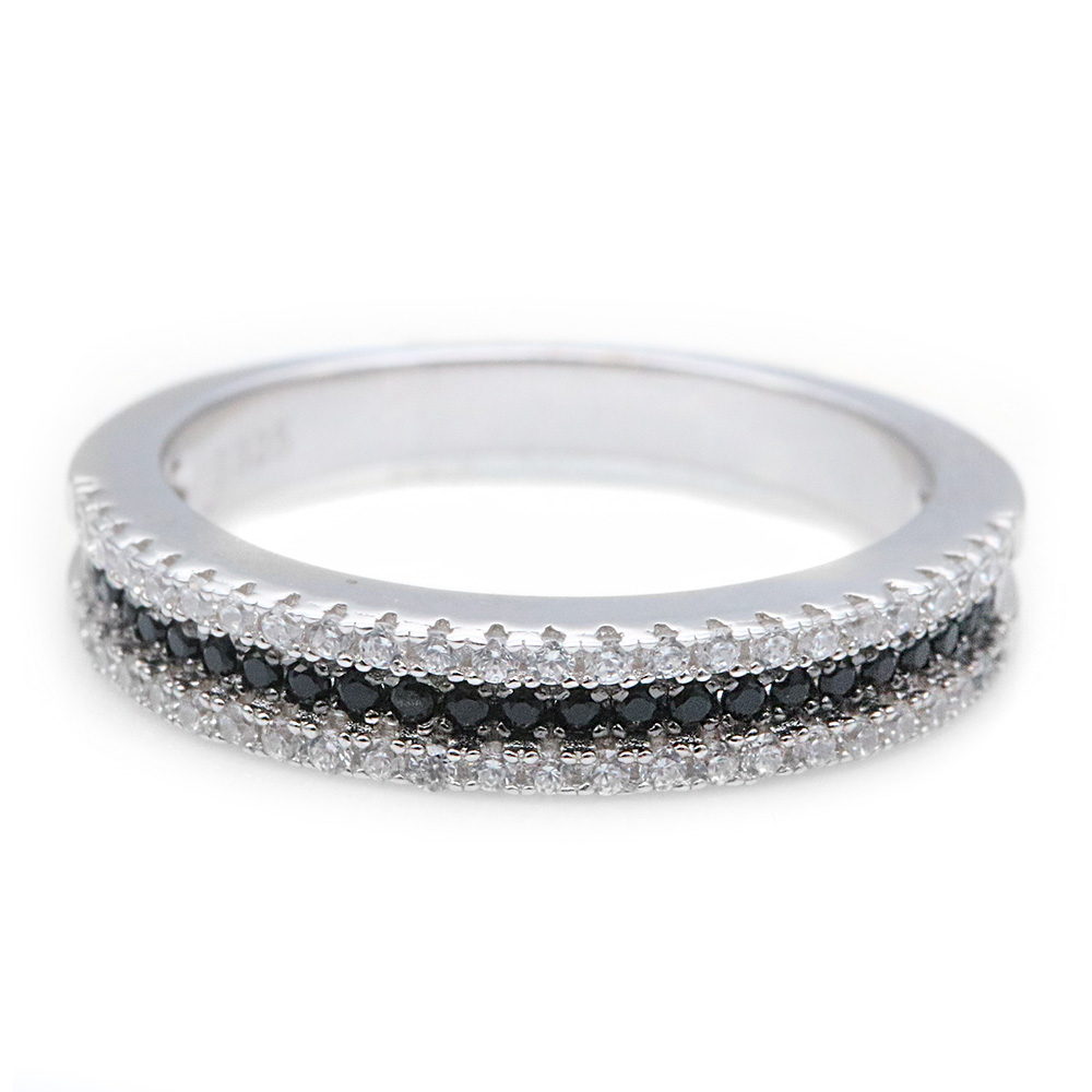 Sterling Silver Black Micro Pave Band SACR00059