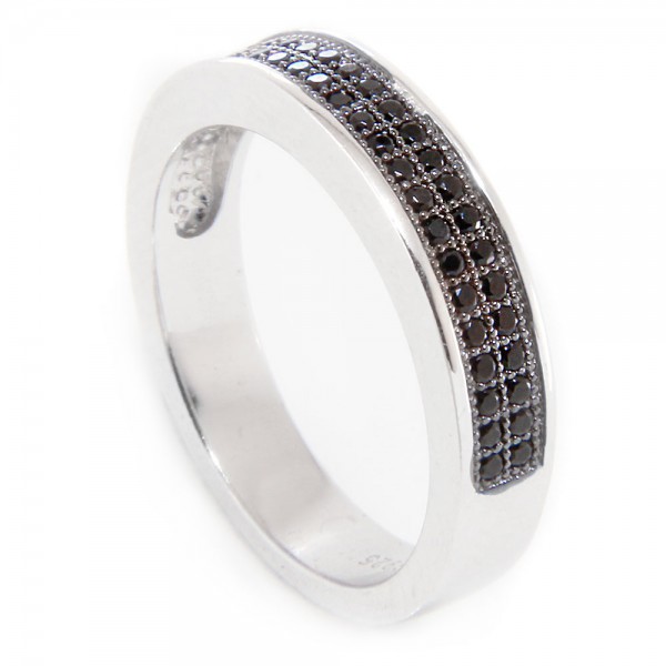Sterling Silver Black Micro Pave Ring SACR00052