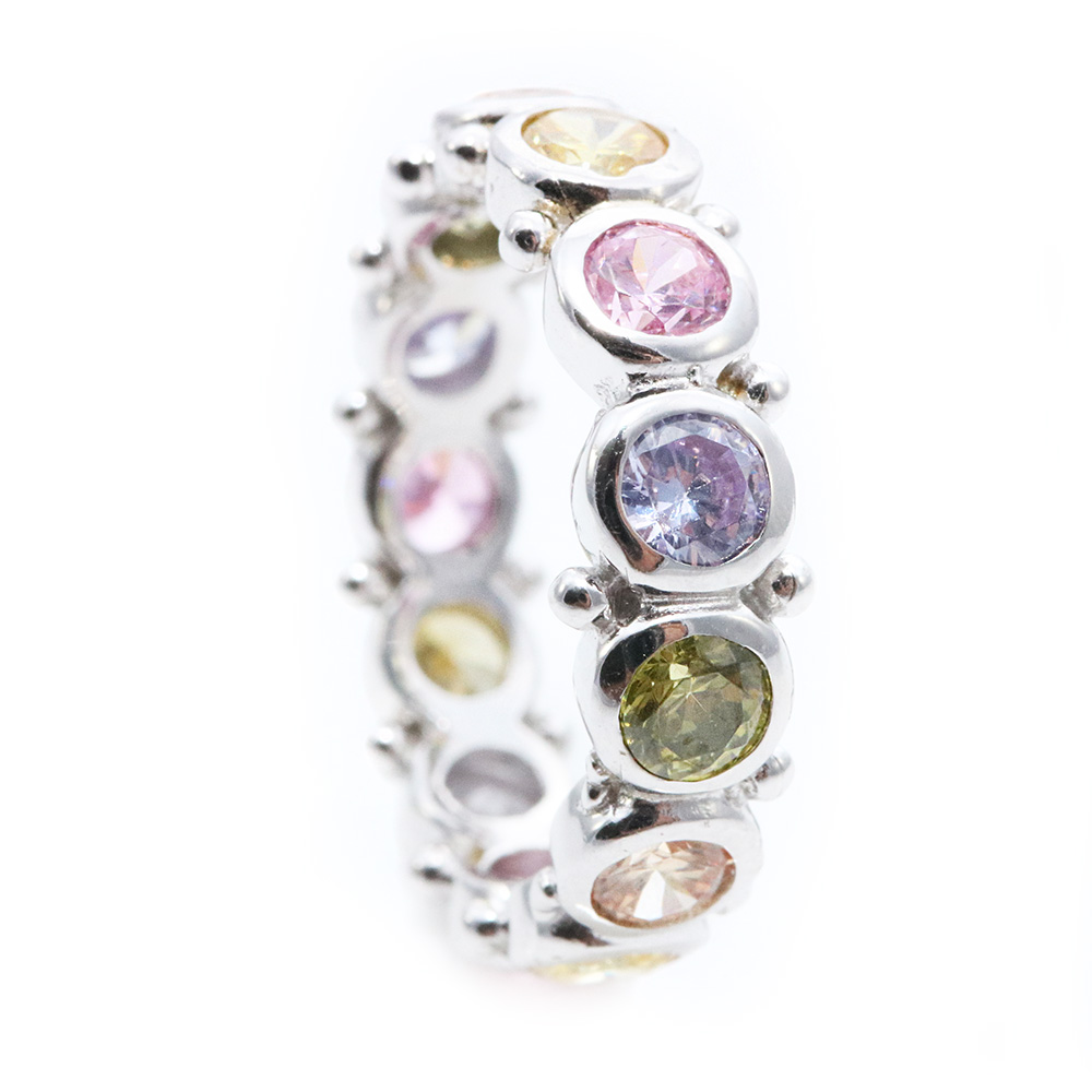 Sterling Silver Multi Colored Eternity Ring SAAR0041