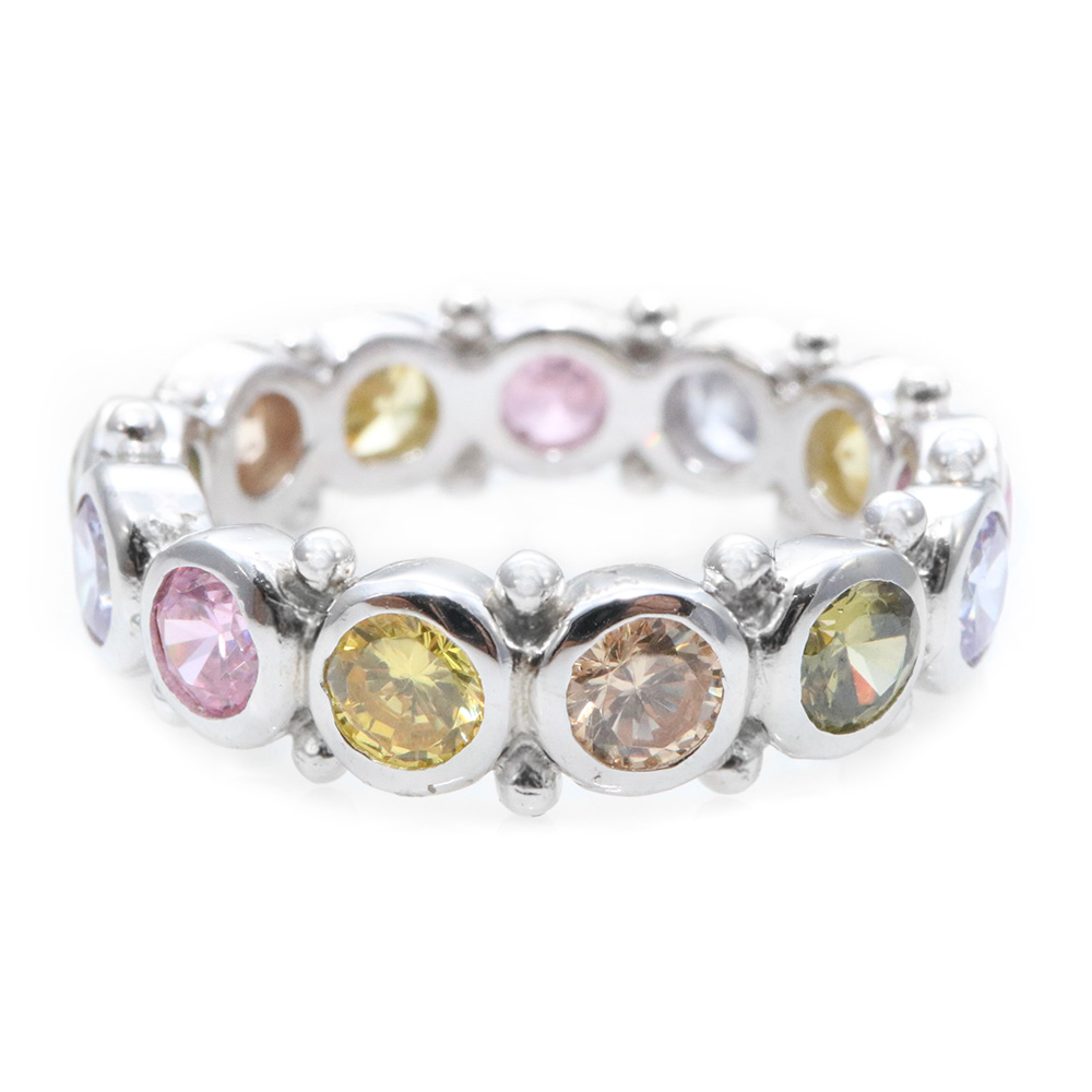 Sterling Silver Multi Colored Eternity Ring SAAR0041