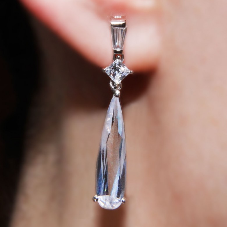 Sparkling Square 18 Mm Earrings Clear Cz main image 1