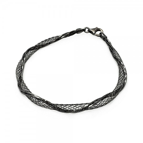 Sterling Silver Black Net Wrap Bracelet SITB00111BLK