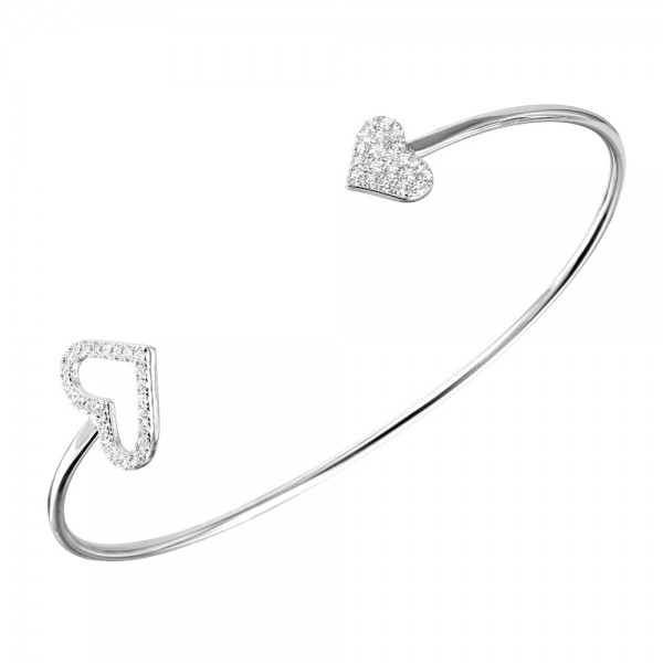 Sterling Silver Open Heart Cuff Bracelet SBGB00255