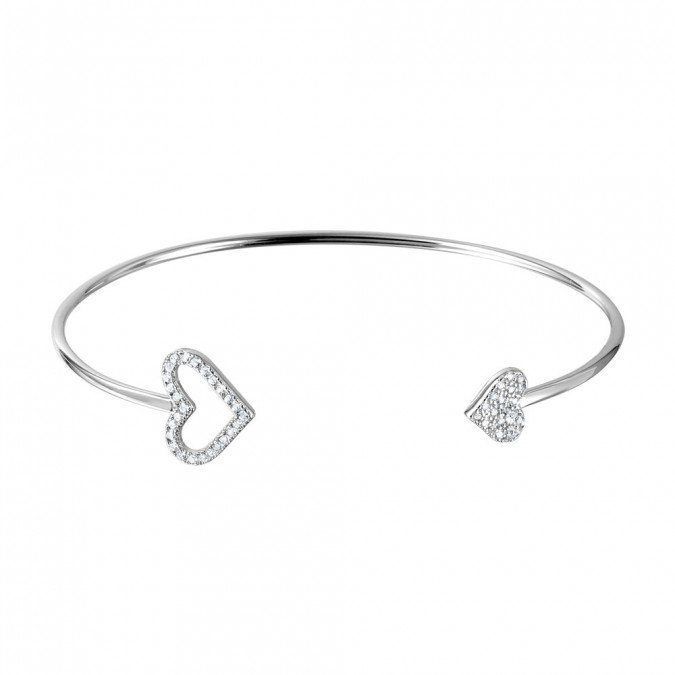 Sterling Silver Heart Cuff Bracelet SBGB00240