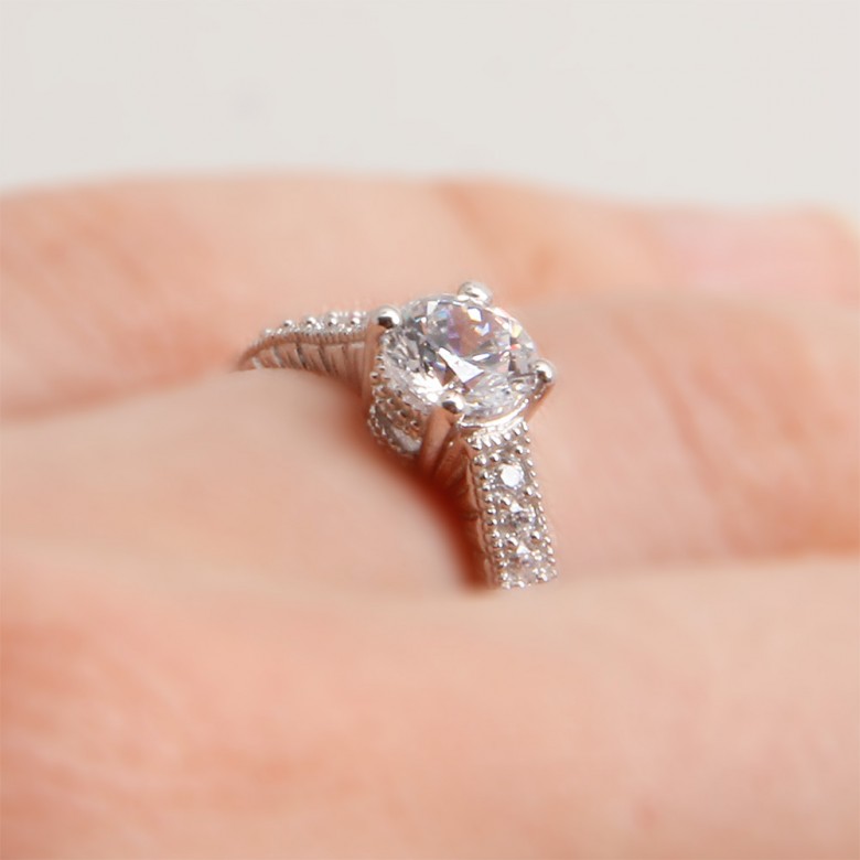 Sterling Silver Round Cut Wedding Ring Set SBGR01004