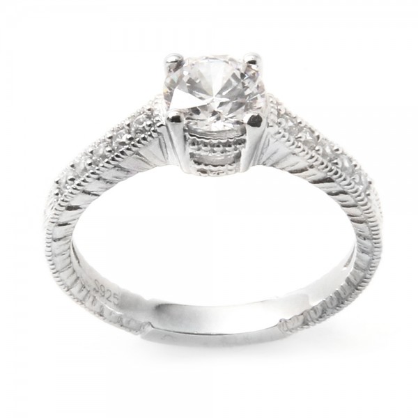 Sterling Silver Round Engagement Ring SACR00016