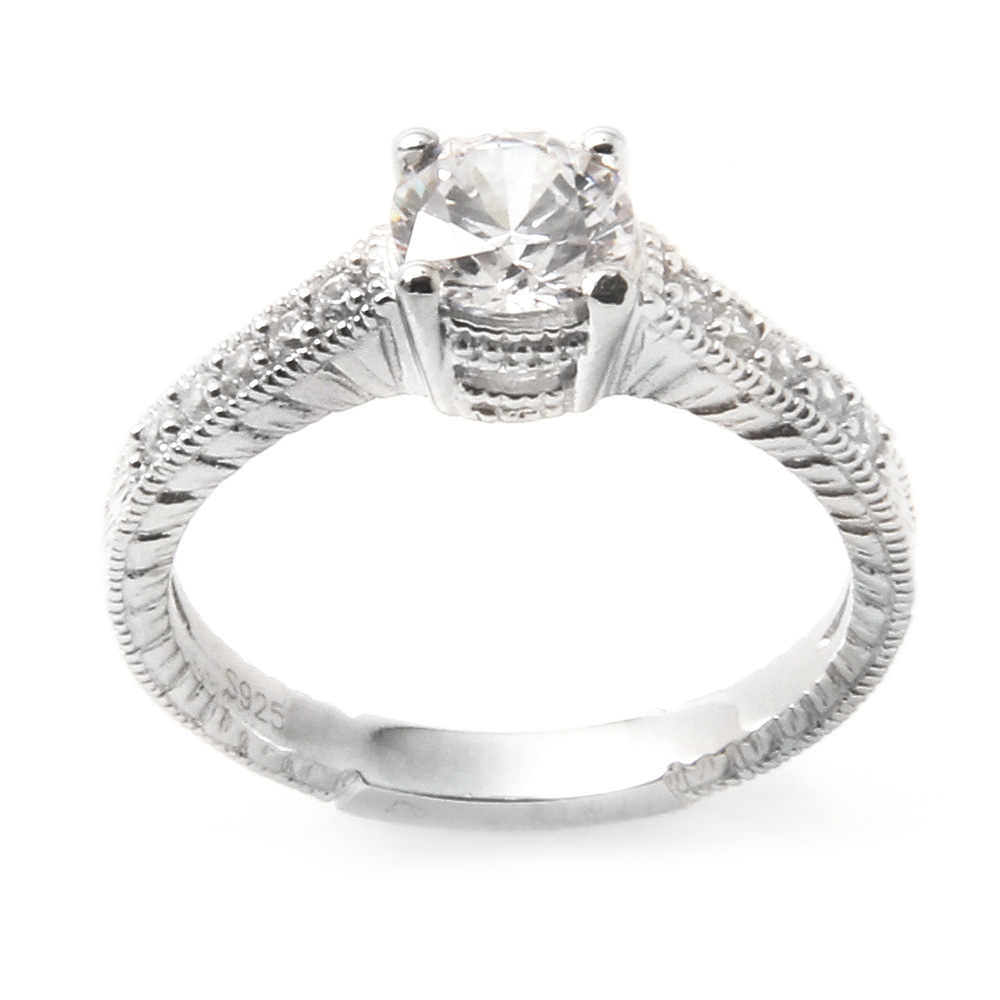 Sterling Silver Round Engagement Ring SACR00016