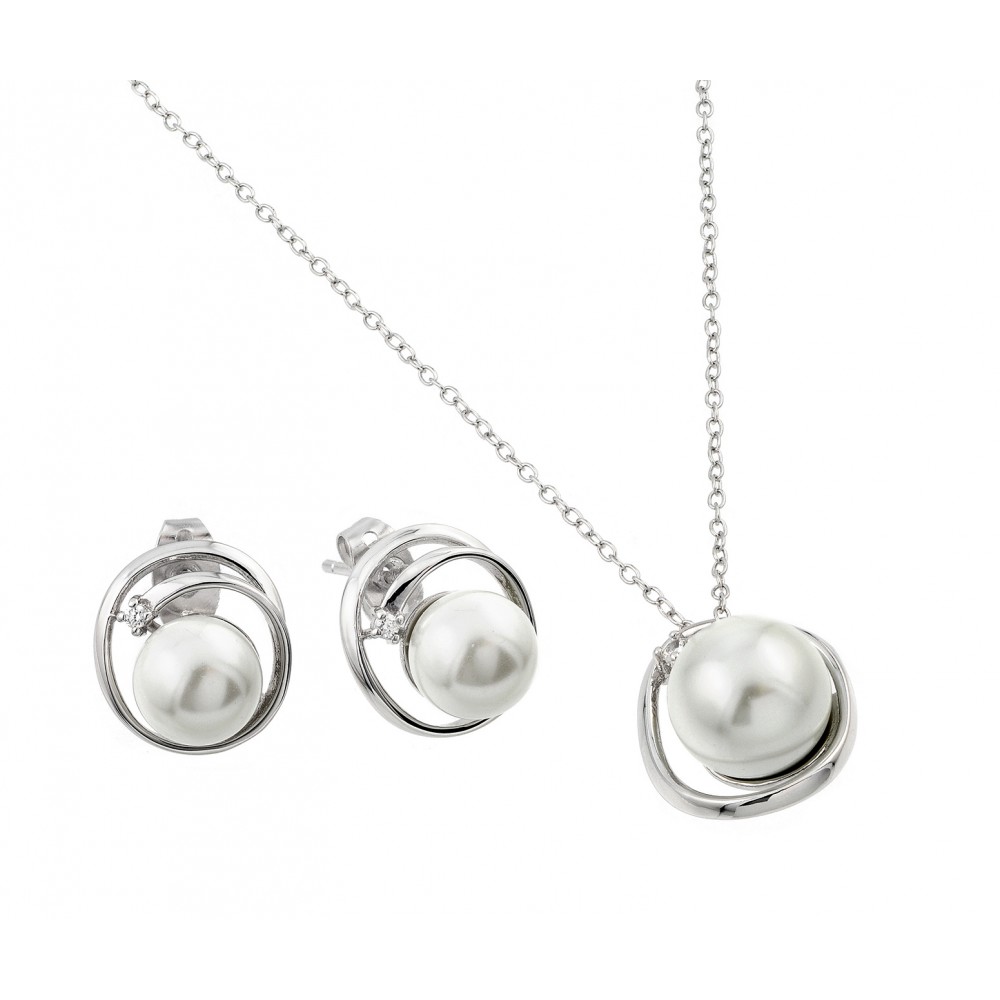 pearl stud and necklace set