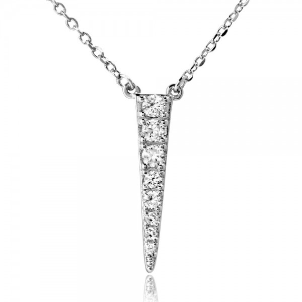 Sterling Silver Rhodium Plated Dropped Ice Pick Necklace SBGP01182