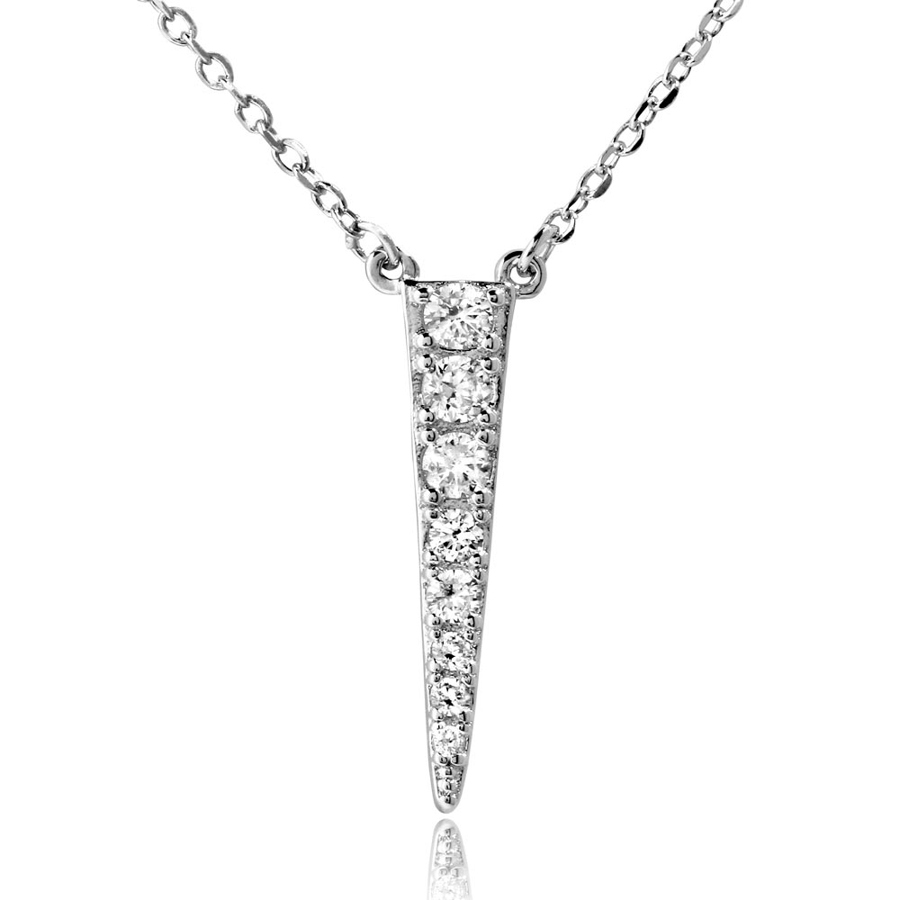 Sterling Silver Rhodium Plated Dropped Ice Pick Necklace SBGP01182