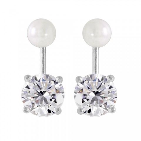 925 Sterling Silver Rhodium Plated Cz Drop Earring For Women
