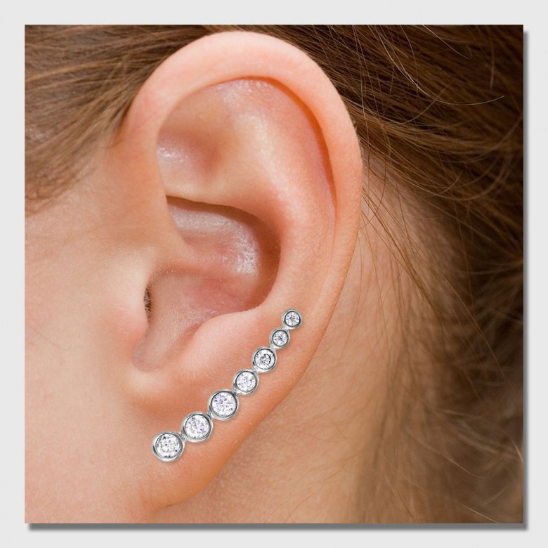 Silver Arrow Climber Stud Earrings