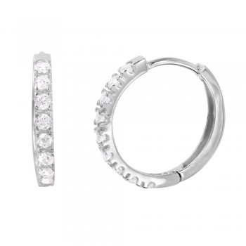 Sterling Silver Round CZ Hoop Earrings SGME00032R