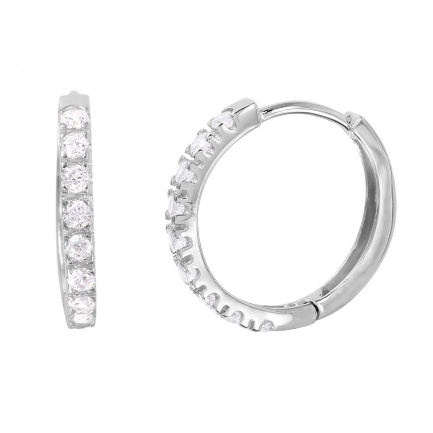 Sterling Silver Round CZ Hoop Earrings SGME00032RH