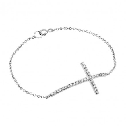 Sterling Silver Sideways Cross Bracelet SBGB00146