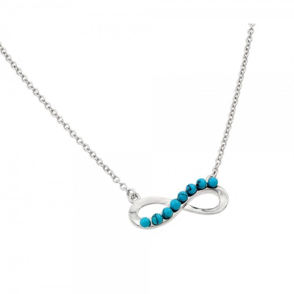 Sterling Silver Turquoise Infinity Pendant Necklace SBGP00898TQ