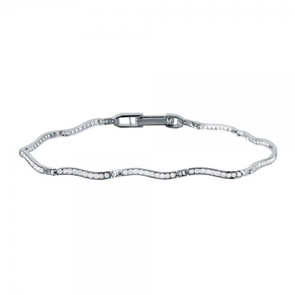 Sterling Silver Wavy CZ Bracelet SGMB00023RH